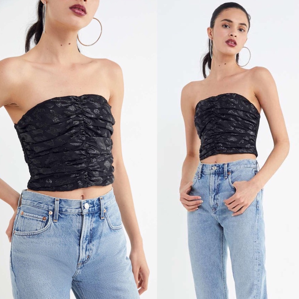 Urban Outfitters Silence + Noise Madison Bustier Black Leopard Size Small